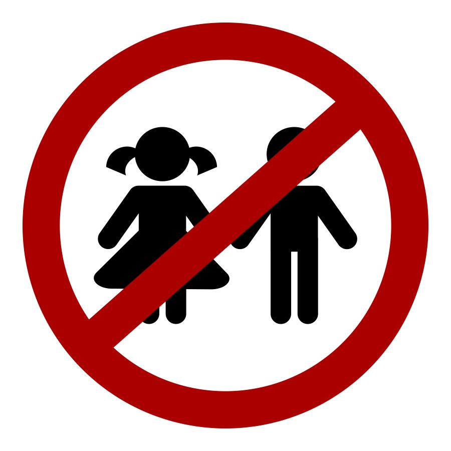 Panneau d’interdiction enfants symbolisant les espaces réservés aux adultes